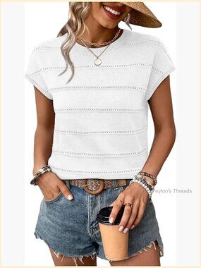 Lightweight Polyester Blend Pullover Sweater with Hollow Out Design